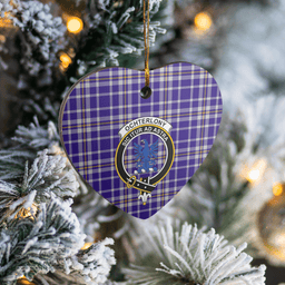 Scottish Ochterlony Clan Tartan Ceramic Ornament - Crest Heart Style Scottish Plaid Tartan Plaid