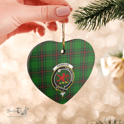 Scottish Primrose (Fife) Clan Tartan Ceramic Ornament - Crest Heart Style Scottish Plaid Tartan Plaid