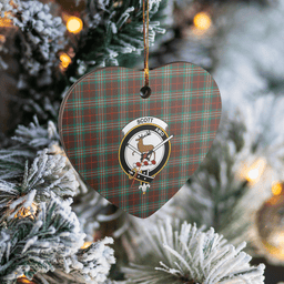 Scottish Scott Brown Ancient Clan Tartan Ceramic Ornament - Crest Heart Style Scottish Plaid Tartan Plaid