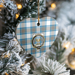 Scottish Stewart Muted Blue Clan Tartan Ceramic Ornament - Crest Heart Style Scottish Plaid Tartan Plaid