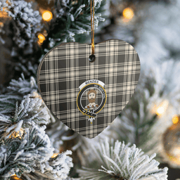 Scottish Menzies Black & White Ancient Clan Tartan Ceramic Ornament - Crest Heart Style Scottish Plaid Tartan Plaid