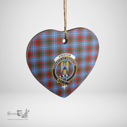 Scottish Preston (Edinburgh) Clan Tartan Ceramic Ornament - Crest Heart Style Scottish Plaid Tartan Plaid