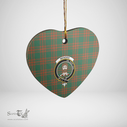 Scottish Menzies Green Ancient Clan Tartan Ceramic Ornament - Crest Heart Style Scottish Plaid Tartan Plaid
