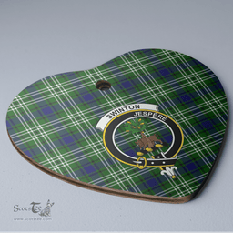 Scottish Swinton (Tweedside) Clan Tartan Ceramic Ornament - Crest Heart Style Scottish Plaid Tartan Plaid