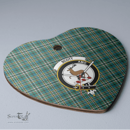 Scottish Scott Green Ancient Clan Tartan Ceramic Ornament - Crest Heart Style Scottish Plaid Tartan Plaid