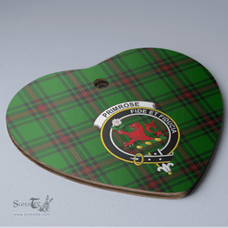 Scottish Primrose (Fife) Clan Tartan Ceramic Ornament - Crest Heart Style Scottish Plaid Tartan Plaid