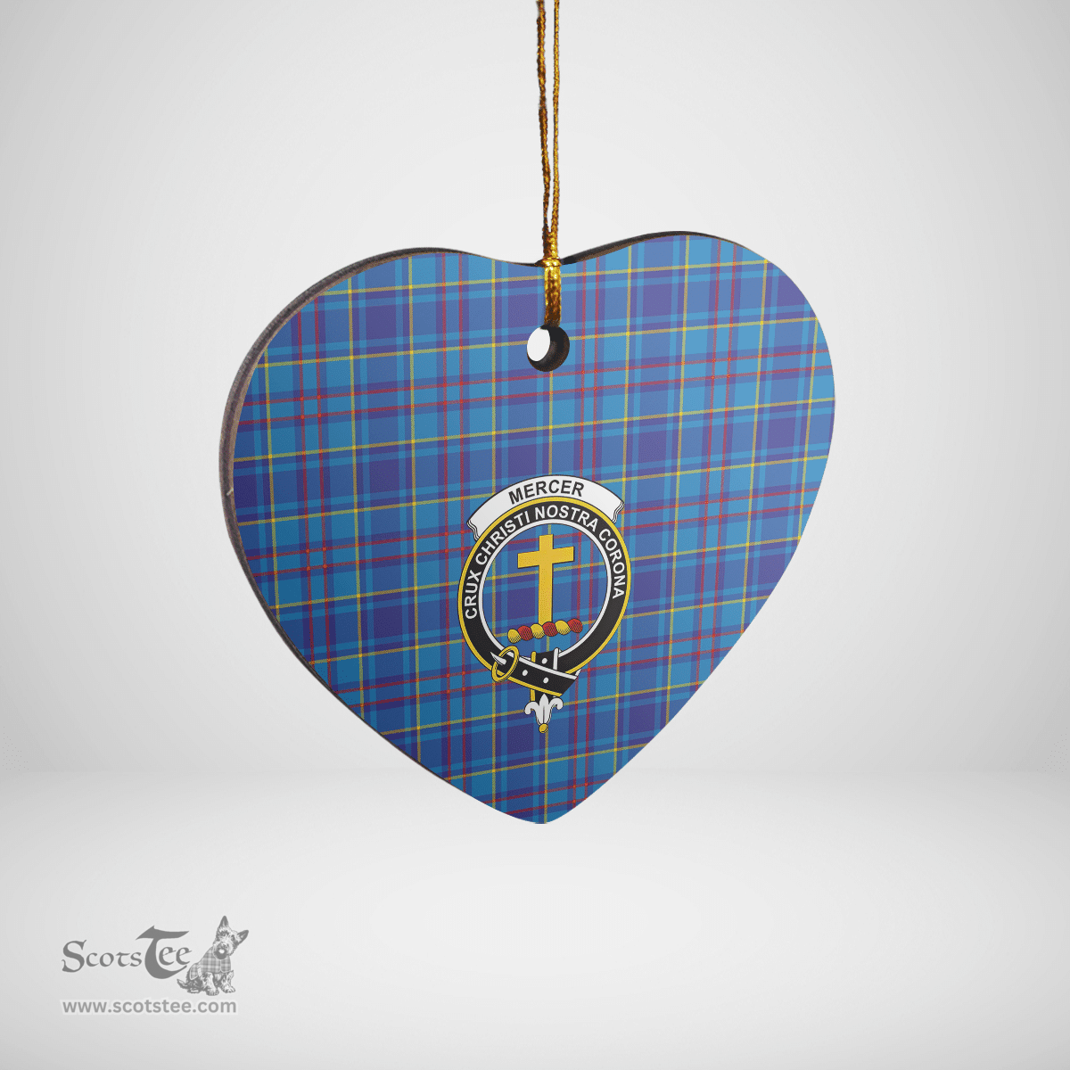 Scottish Mercer Modern Clan Tartan Ceramic Ornament - Crest Heart Style Scottish Plaid Tartan Plaid