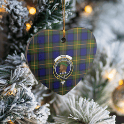 Scottish Muir Clan Tartan Ceramic Ornament - Crest Heart Style Scottish Plaid Tartan Plaid