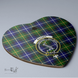Scottish MacNeil of Barra Modern Clan Tartan Ceramic Ornament - Crest Heart Style Scottish Plaid Tartan Plaid