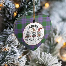 Scottish Elphinstone Clan Tartan Ceramic Ornament - Gnome Heart Style Scottish Plaid Tartan Plaid