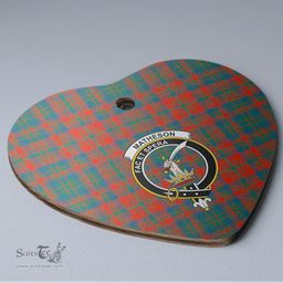 Scottish Matheson Ancient Clan Tartan Ceramic Ornament - Crest Heart Style Scottish Plaid Tartan Plaid