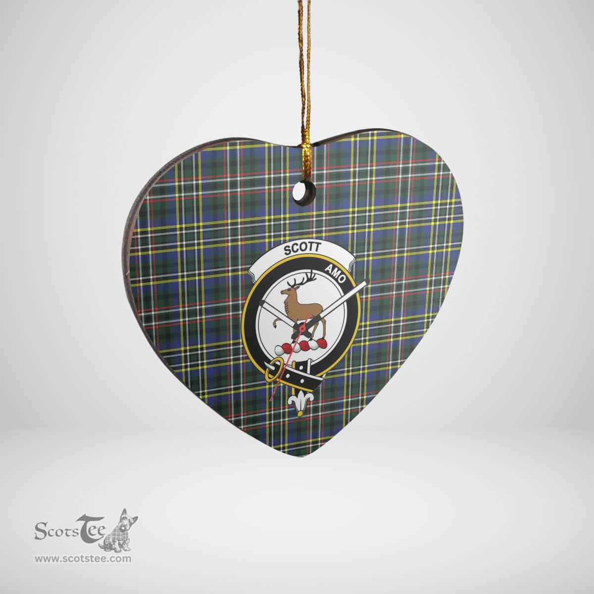 Scottish Scott Green Modern Clan Tartan Ceramic Ornament - Crest Heart Style Scottish Plaid Tartan Plaid