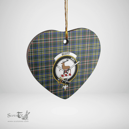 Scottish Scott Green Modern Clan Tartan Ceramic Ornament - Crest Heart Style Scottish Plaid Tartan Plaid