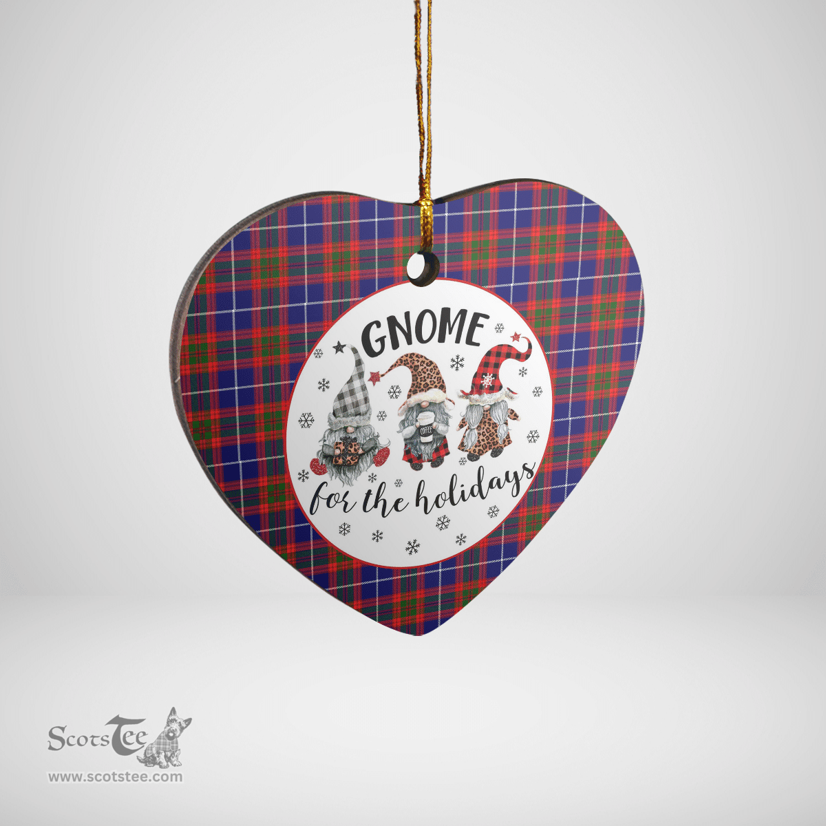 Scottish Edinburgh District Clan Tartan Ceramic Ornament - Gnome Heart Style Scottish Plaid Tartan Plaid