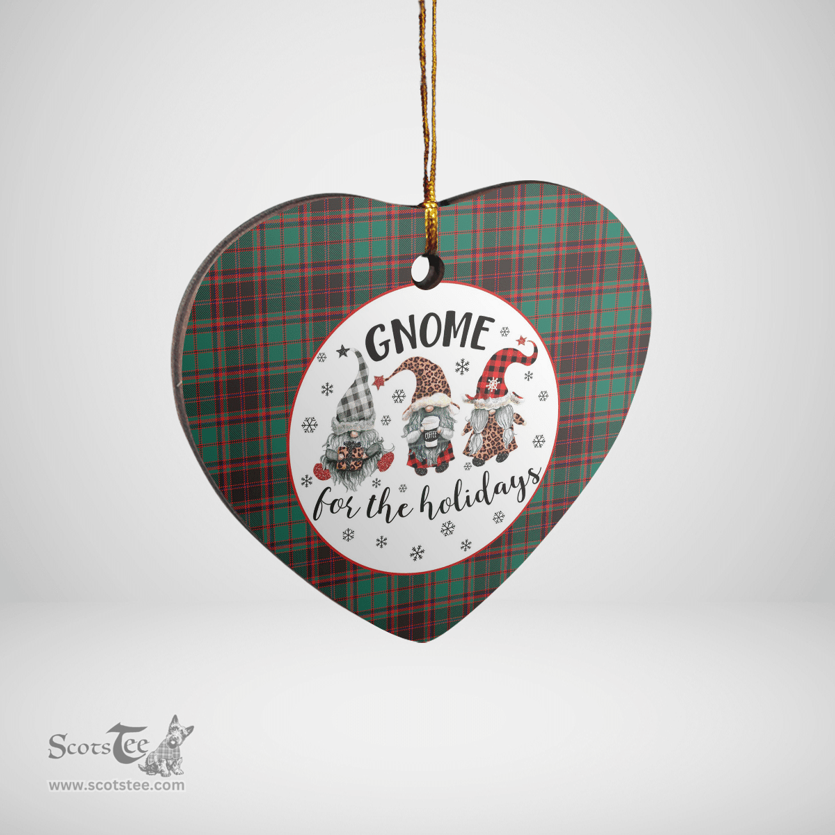 Scottish Buchan Ancient Clan Tartan Ceramic Ornament - Gnome Heart Style Scottish Plaid Tartan Plaid
