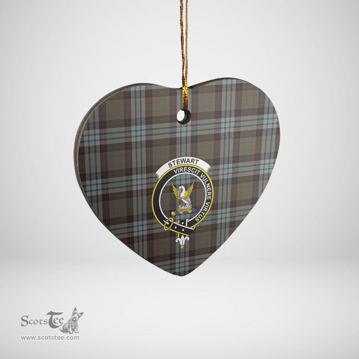 Scottish Stewart Old Weathered Clan Tartan Ceramic Ornament - Crest Heart Style Scottish Plaid Tartan Plaid