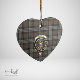 Scottish Stewart Old Weathered Clan Tartan Ceramic Ornament - Crest Heart Style Scottish Plaid Tartan Plaid