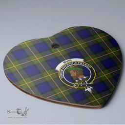 Scottish Muir Clan Tartan Ceramic Ornament - Crest Heart Style Scottish Plaid Tartan Plaid