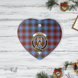 Scottish Preston (Edinburgh) Clan Tartan Ceramic Ornament - Crest Heart Style Scottish Plaid Tartan Plaid
