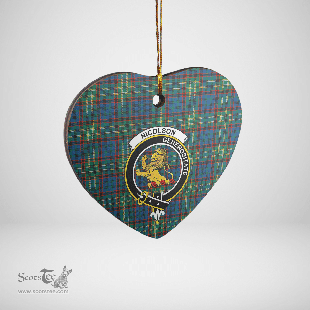 Scottish Nicolson Hunting Ancient Clan Tartan Ceramic Ornament - Crest Heart Style Scottish Plaid Tartan Plaid