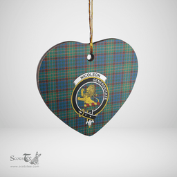 Scottish Nicolson Hunting Ancient Clan Tartan Ceramic Ornament - Crest Heart Style Scottish Plaid Tartan Plaid