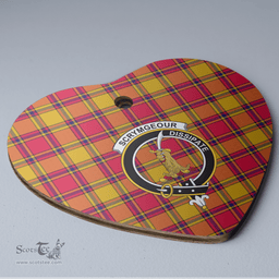 Scottish Scrymgeour Clan Tartan Ceramic Ornament - Crest Heart Style Scottish Plaid Tartan Plaid