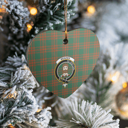 Scottish Menzies Green Ancient Clan Tartan Ceramic Ornament - Crest Heart Style Scottish Plaid Tartan Plaid