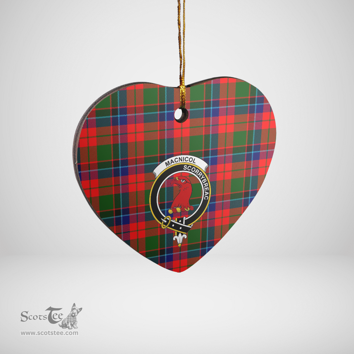 Scottish Macnicol Clan Tartan Ceramic Ornament - Crest Heart Style Scottish Plaid Tartan Plaid