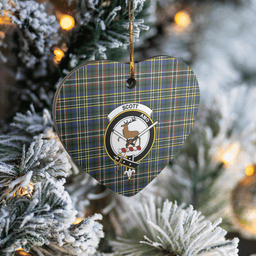 Scottish Scott Green Modern Clan Tartan Ceramic Ornament - Crest Heart Style Scottish Plaid Tartan Plaid