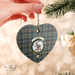 Scottish Scott Green Modern Clan Tartan Ceramic Ornament - Crest Heart Style Scottish Plaid Tartan Plaid