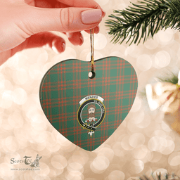 Scottish Menzies Green Ancient Clan Tartan Ceramic Ornament - Crest Heart Style Scottish Plaid Tartan Plaid