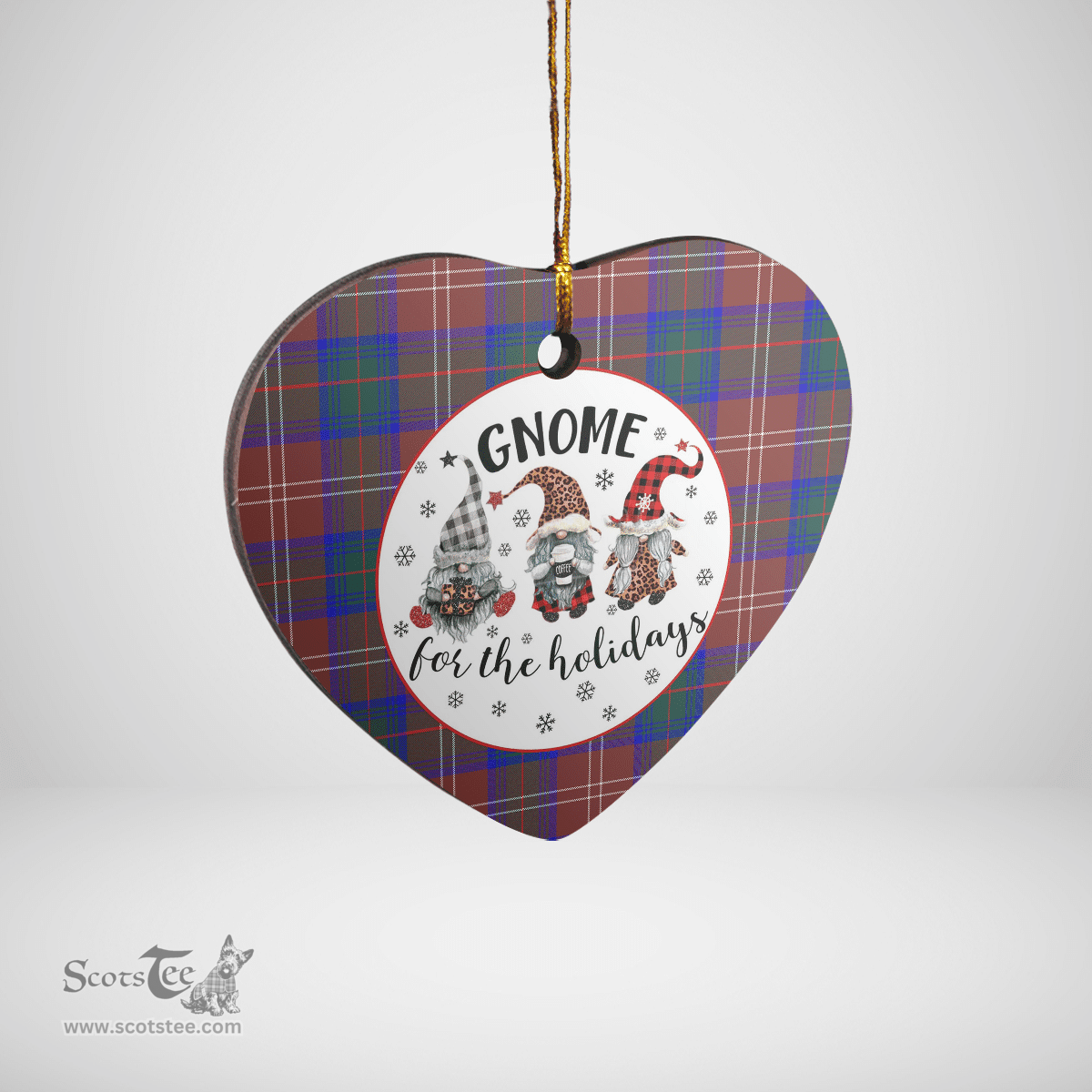 Scottish Chisholm Hunting Modern Clan Tartan Ceramic Ornament - Gnome Heart Style Scottish Plaid Tartan Plaid