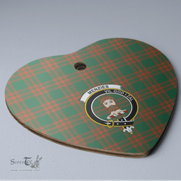Scottish Menzies Green Ancient Clan Tartan Ceramic Ornament - Crest Heart Style Scottish Plaid Tartan Plaid