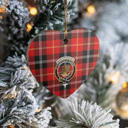 Scottish Marjoribanks Clan Tartan Ceramic Ornament - Crest Heart Style Scottish Plaid Tartan Plaid