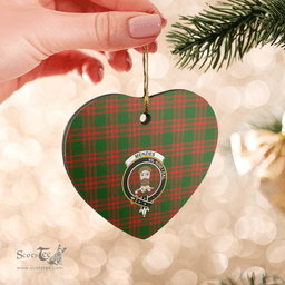 Scottish Menzies Green Modern Clan Tartan Ceramic Ornament - Crest Heart Style Scottish Plaid Tartan Plaid