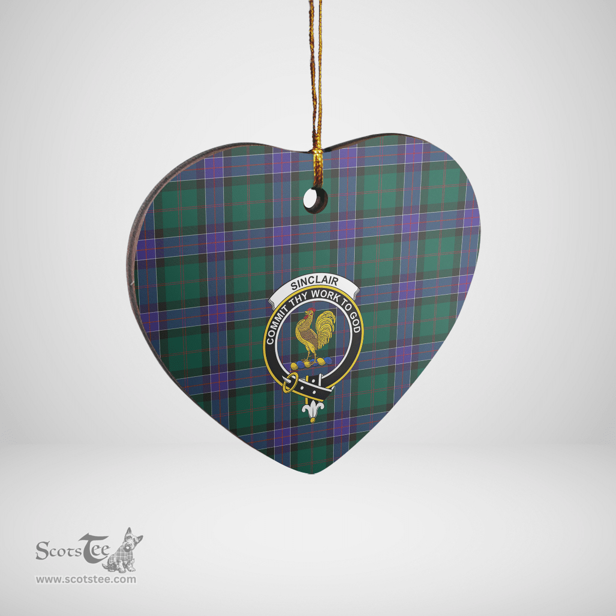 Scottish Sinclair Hunting Modern Clan Tartan Ceramic Ornament - Crest Heart Style Scottish Plaid Tartan Plaid