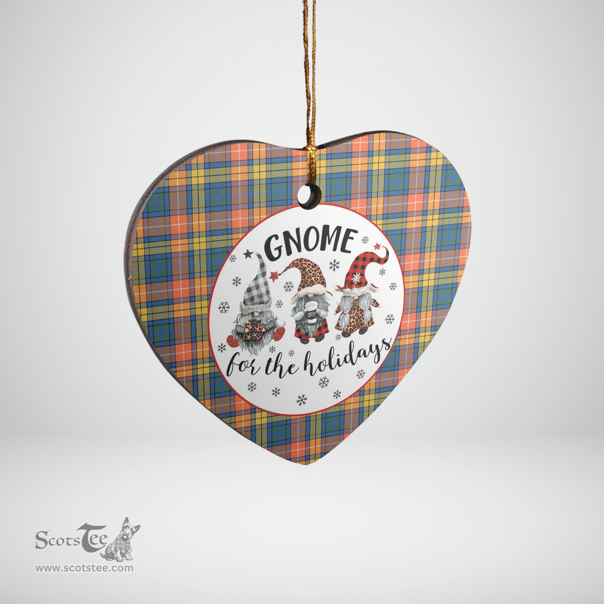 Scottish Buchanan Ancient Clan Tartan Ceramic Ornament - Gnome Heart Style Scottish Plaid Tartan Plaid