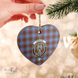 Scottish Preston (Edinburgh) Clan Tartan Ceramic Ornament - Crest Heart Style Scottish Plaid Tartan Plaid