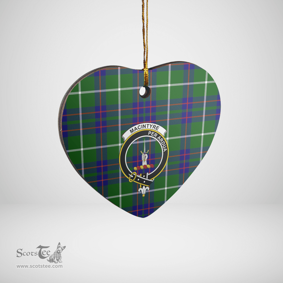 Scottish MacIntyre Hunting Modern Clan Tartan Ceramic Ornament - Crest Heart Style Scottish Plaid Tartan Plaid