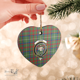 Scottish Shaw Green Modern Clan Tartan Ceramic Ornament - Crest Heart Style Scottish Plaid Tartan Plaid