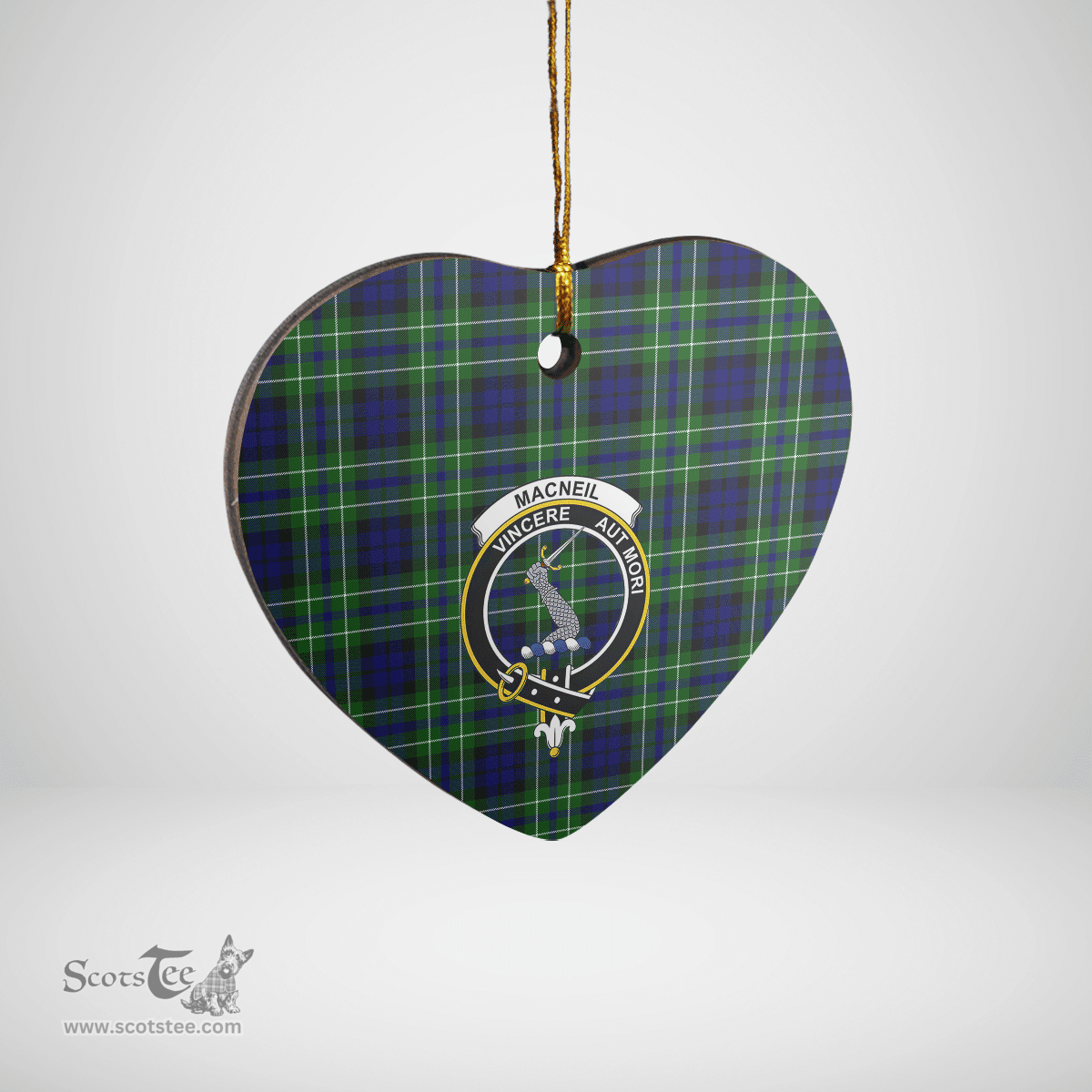 Scottish MacNeil (of Colonsay) Clan Tartan Ceramic Ornament - Crest Heart Style Scottish Plaid Tartan Plaid