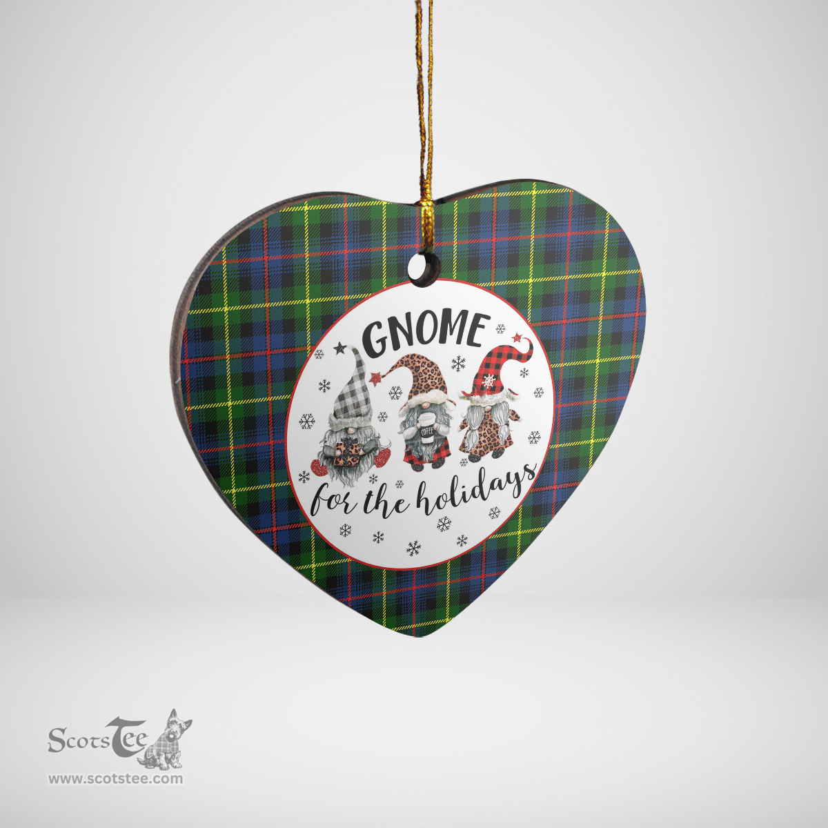 Scottish Farquharson Modern Clan Tartan Ceramic Ornament - Gnome Heart Style Scottish Plaid Tartan Plaid