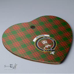 Scottish Menzies Green Modern Clan Tartan Ceramic Ornament - Crest Heart Style Scottish Plaid Tartan Plaid