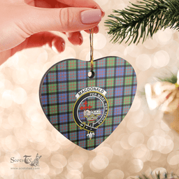 Scottish MacDonald Ancient Clan Tartan Ceramic Ornament - Crest Heart Style Scottish Plaid Tartan Plaid
