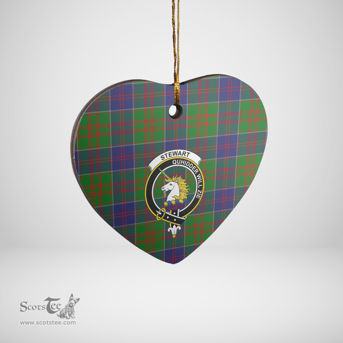 Scottish Stewart of Appin Hunting Modern Clan Tartan Ceramic Ornament - Crest Heart Style Scottish Plaid Tartan Plaid