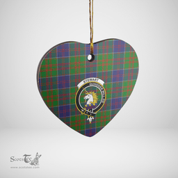 Scottish Stewart of Appin Hunting Modern Clan Tartan Ceramic Ornament - Crest Heart Style Scottish Plaid Tartan Plaid
