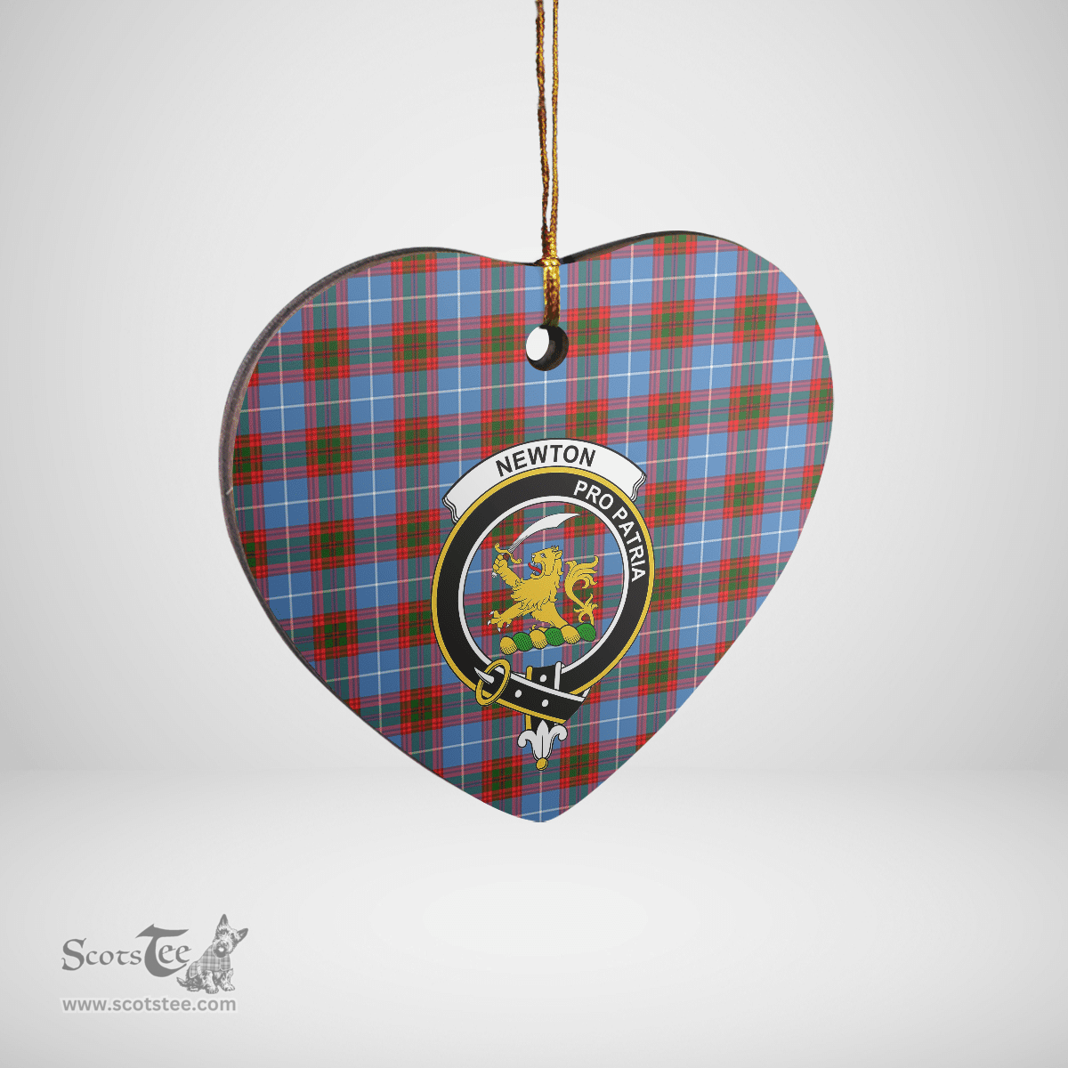 Scottish Newton (Edingburg) Clan Tartan Ceramic Ornament - Crest Heart Style Scottish Plaid Tartan Plaid