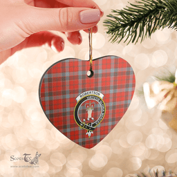 Scottish Robertson Weathered Clan Tartan Ceramic Ornament - Crest Heart Style Scottish Plaid Tartan Plaid