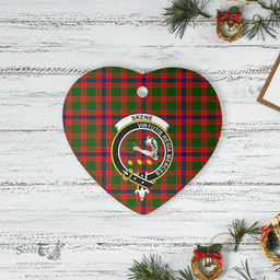 Scottish Skene Modern Clan Tartan Ceramic Ornament - Crest Heart Style Scottish Plaid Tartan Plaid