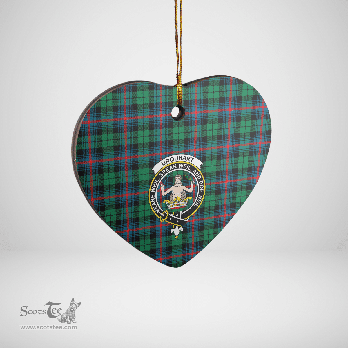 Scottish Urquhart Broad Red Ancient Clan Tartan Ceramic Ornament - Crest Heart Style Scottish Plaid Tartan Plaid